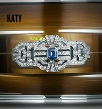 Blue Crystal Art Deco Brooch