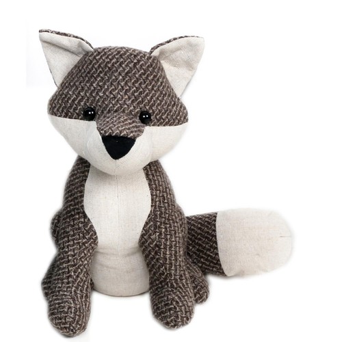 Textured fabric fox doorstop - textured,