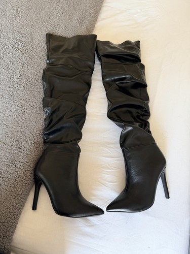 Black suede over knee - black,