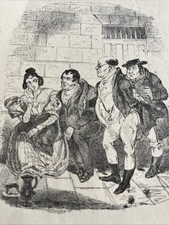 Original Antique Charles Dickens Print Engraving A Visit To A Prison 