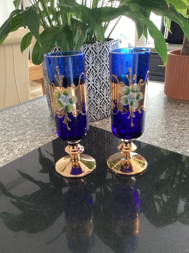 Cobalt blue vases - ,, enamel