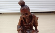 Fine Vintage Detailed  Rosewood Carved Chinese Figure Opium Smoker
