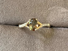 9ct Andalusite and diamond ring size N1/2 yellow gold hallmarked