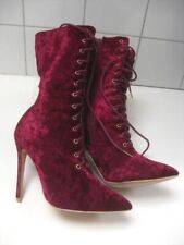 RED PURPLE VELVET BOOTS UK 5 US7 victorian steampunk lace stiletto high heel zip