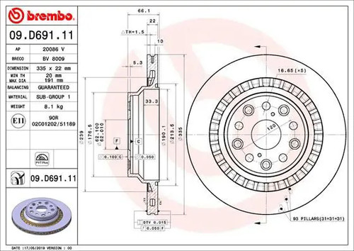 Brake disc internally - 2x,