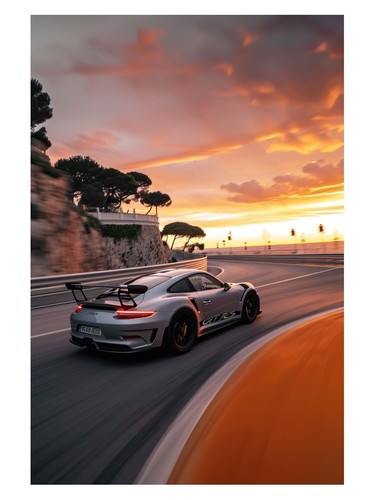 Sports car sunset poster - sunset,