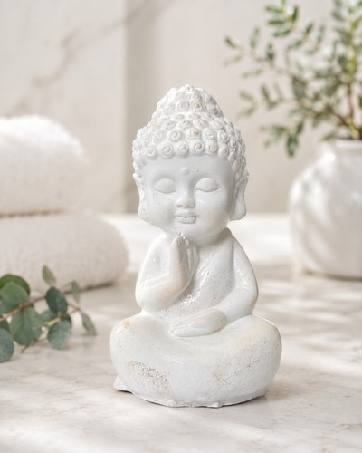 White buddha ornament - white,