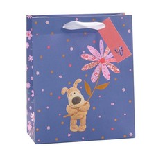 GIFT BAG + TAG Boofle Birthday Rose Gold Effect Medium Ribbon Handles 190x229mm