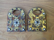 Pair of  Victorian brass mounted wooden book slide ends only