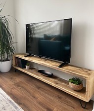 Handmade Rustic Tv Unit / Stand Made Of Reclaimed Scaffold Boards / Wooden Stand