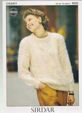 Sirdar Brushed Chunky Wool Knitting Pattern Womens Leaf Twist Jumper 9730