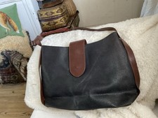 Vintage Black And Dark Tan Franchetti Bond Italian Leather Handbag