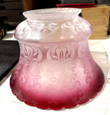 Super Cranberry Etched Glass Gas Light Shade 4” Fitter
