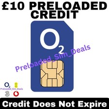 Preloaded O2 SIM Card With £10 Credit Does Not Expire – Triple Cut – No Contract