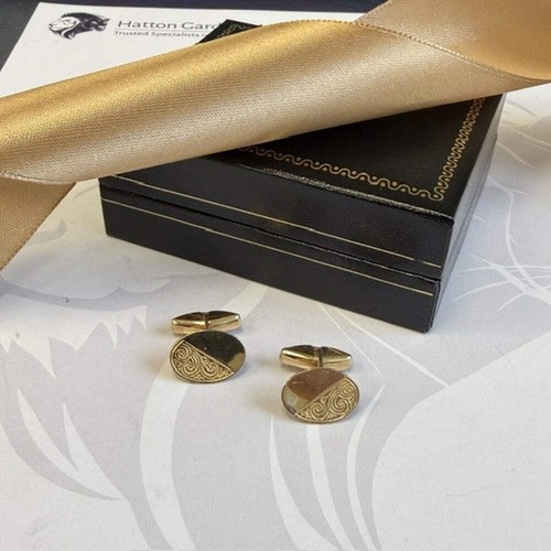 9ct yellow gold cufflinks - gold,