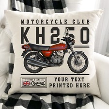 Personalised Motorbike Cushion Cover Kawasaki KH250 Red Classic Bike Gift VBC21