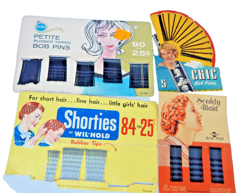 Four vintage bobby pins - bobby, store
