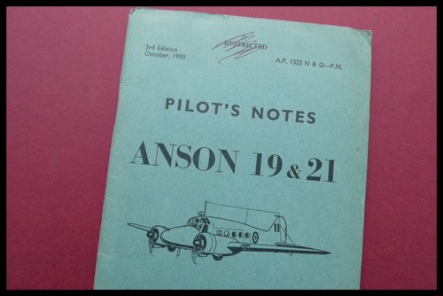 Original pilot notes avro - pilot’s,