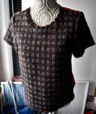 New Jigsaw Linton Tweed & Silk Top Size 12 RRP £98