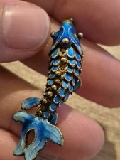 fish pendant articulated sterling silver blue enamel koi fish necklace pendant