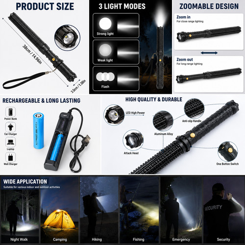Usb rechargeable 500 lumen led - rechargeable,