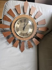 Mid Century Anstey And Wilson Sun Burst Wall Clock Fully Working
