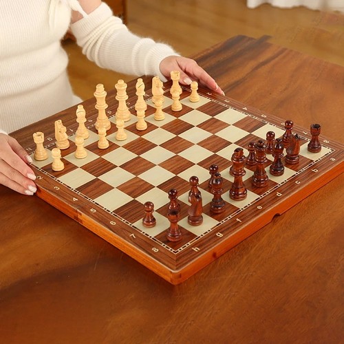 Rosewood luxury chess set with - rosewood,