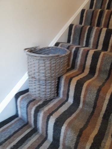 Grey wicker stair basket - grey,