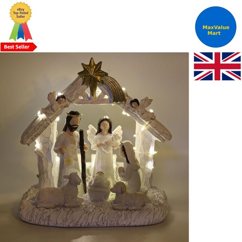 Off white led lighted nativity - lighted,