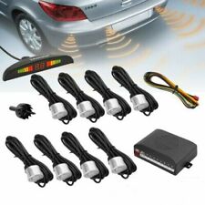 Front and Rear 8 Sensors LCD Display Buzzer Alarm Car Reverse Parking Kit Silver