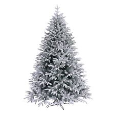 Artificial Christmas Tree Snowy Green Snow tipped effect Hinged Full 5ft 6ft 7ft