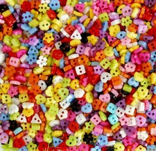 6mm Mini Buttons for Dolls & Soft Toys Clothes - 6mm Assorted Colours & Designs