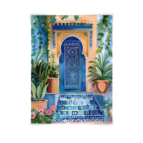 Moroccan blue door watercolor - blue,