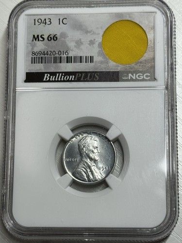 1943 steel penny ngc - 1c, ms66