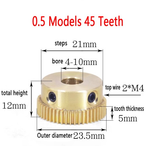Mod brass screw spur gears - brass,