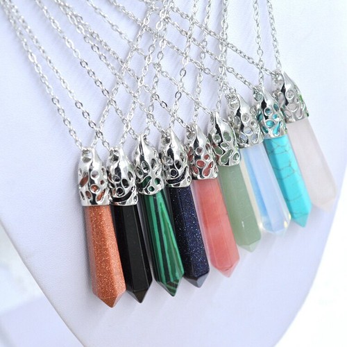Quartz crystal necklace - crystal,