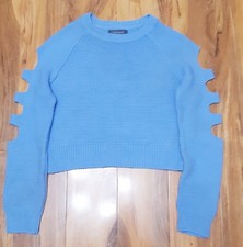 Primark Light Blue Cut-Out Shoulder Top – Medium | Long Sleeve-Unique Style Used