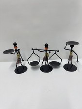 Set of Decorative Candle Holders African Tribal Lady Style