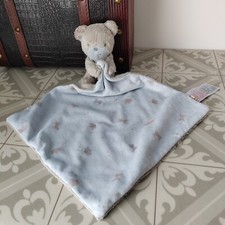 Mothercare Bear Comforter Blankie Blanket Blue Elephant & Teddy Print