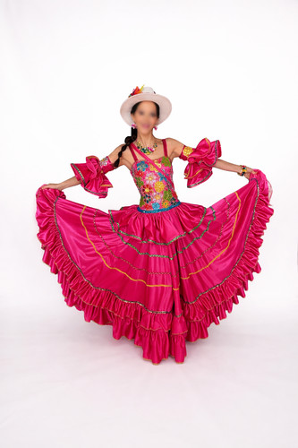 Latin dance dress - pink, ruffle