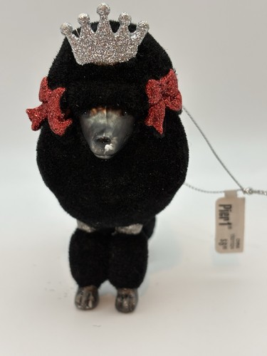 Pier black flocked poodle - pier,