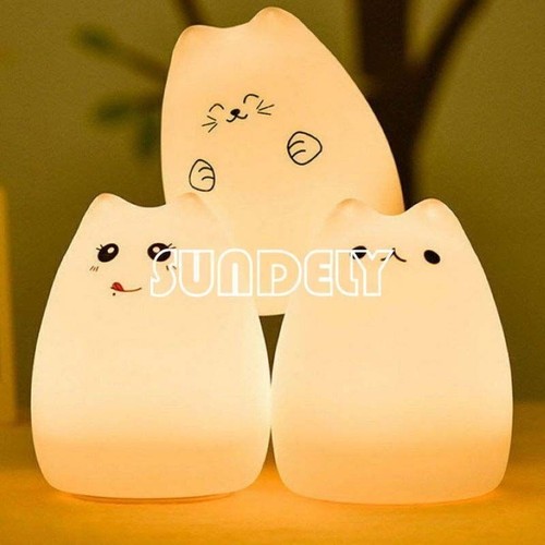 Cute silicone cat led night - silicone,
