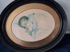  Print By Bessie Pease Gutmann - Signed-Vintage large Oval Framed 60cm x 50cm VG