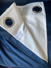 John Lewis Navy Velvet Pair Lined Eyelet Curtains, Navy, W167 x Drop 137cm