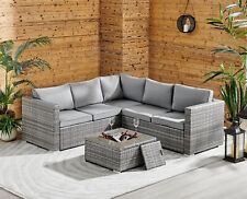 Outdoor Rattan Garden Furniture Corner Sofa Set With Cushions & Ice Bucket Table
