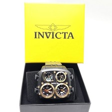 Invicta AVIATOR ZULU Mens 50mm Gauge Cluster Quad Time Zone BLACK TONE Watch NEW