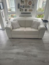 Italian White Leather Sofa With Adjustable Headrests In slightly used Condition.