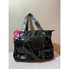 Black Patent Faux Leather Tote