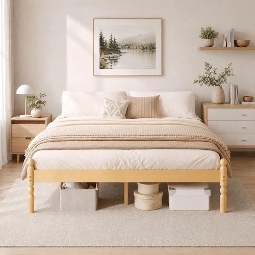 Natural bamboo king bed frame - natural,