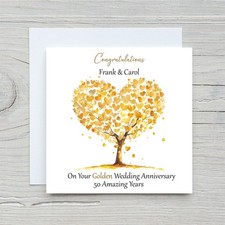 Golden Wedding Anniversary Card 50th Anniversary 50 years Personalised